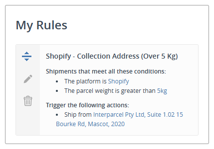 Interparcel Rule Manager Example